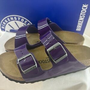 Birkenstock Arizona Glossy Purple Sandals- size 36/5 ladies NIB
